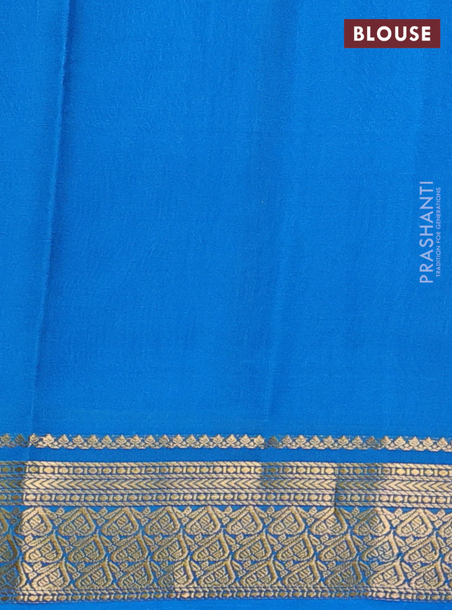 Pure mysore silk sareee purple and cs blue with plain body and zari woven border