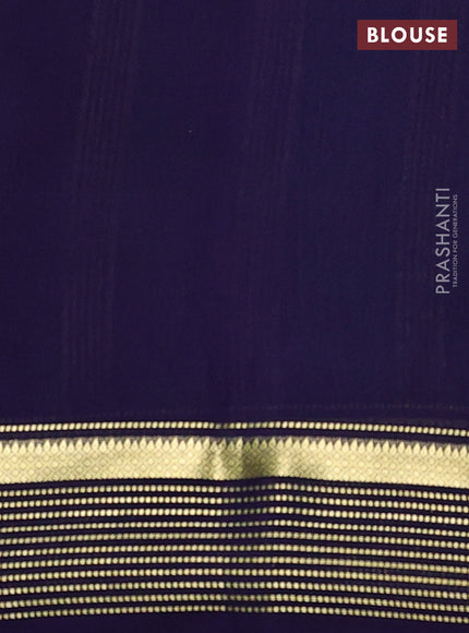 Pure mysore silk sareee teal green and navy blue with plain body and zari woven border