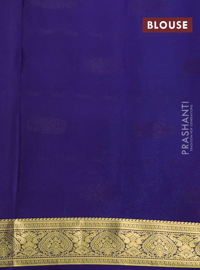 Pure mysore silk sareee light blue and dark blue with zari woven buttas and zari woven border