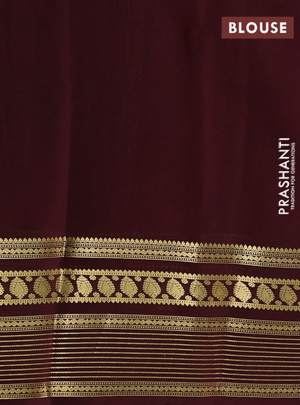 Pure mysore silk sareee rust shade and coffee brown with plain body and zari woven border