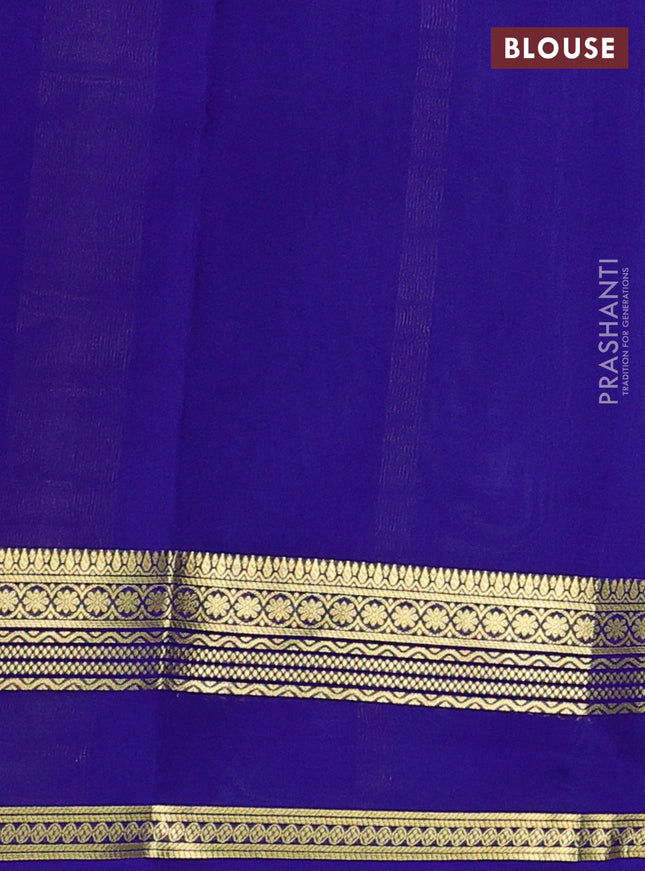 Pure mysore silk sareee teal green shade and blue with plain body and zari woven border
