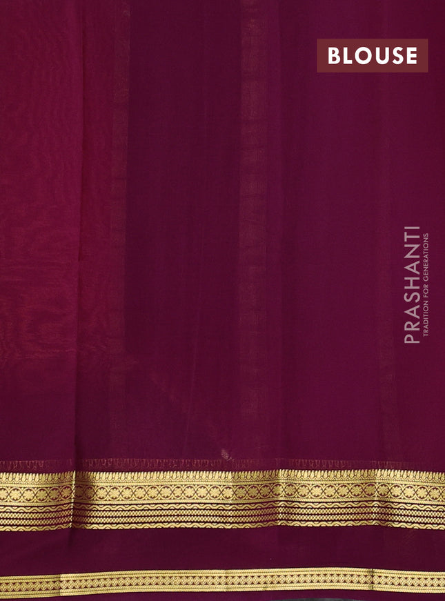 Pure mysore silk sareee peach shade and wine shade with plain body and rettapet zari woven border