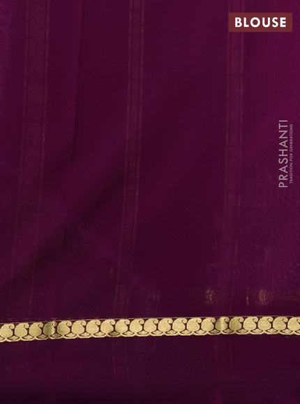Pure mysore silk sareee lavender and purple with allover zari checks & buttas and zari woven simple border