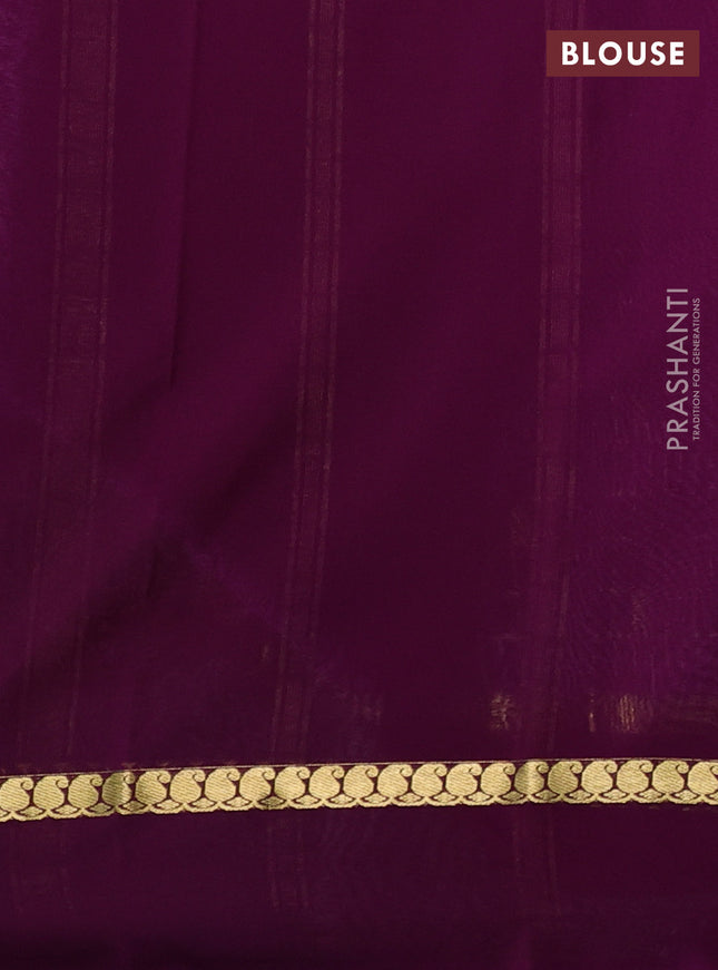 Pure mysore silk sareee lavender and purple with allover zari checks & buttas and zari woven simple border