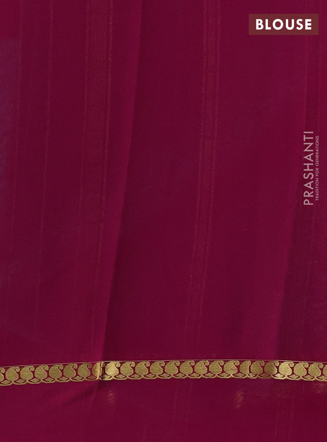 Pure mysore silk sareee teal blue and magenta pink with allover zari woven checked pattern and zari woven simple border