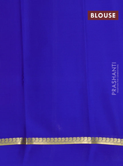 Pure mysore silk sareee dark pink and blue with zari woven buttas and zari woven simple border