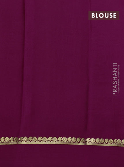 Pure mysore silk sareee teal green and magenta pink with zari woven buttas and zari woven simple border