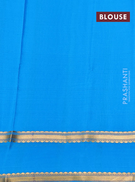 Pure mysore silk sareee purple and cs blue with allover zari woven checked pattern and rettapet zari woven border