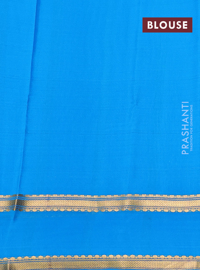 Pure mysore silk sareee purple and cs blue with allover zari woven checked pattern and rettapet zari woven border
