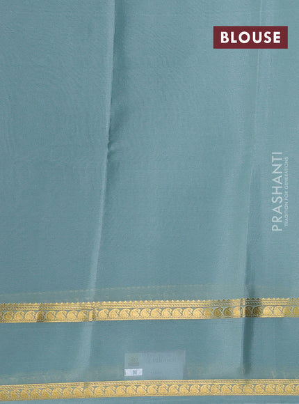 Pure mysore silk sareee pastel green with plain body and rettapet zari woven border