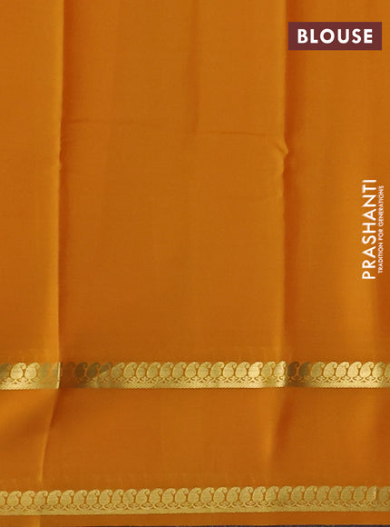 Pure mysore silk sareee mustard yellow with plain body and rettapet zari woven border