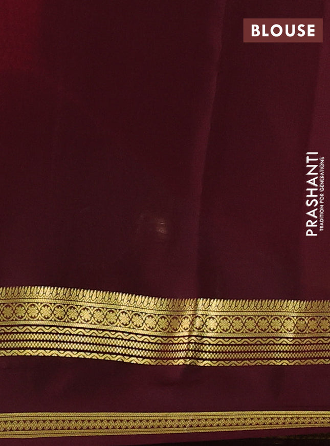 Pure mysore silk sareee pink and coffee brown with plain body and rettapet zari woven border