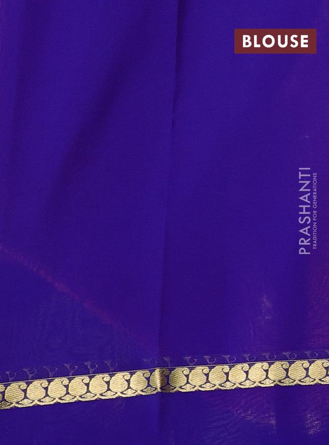 Pure mysore silk sareee peach pink shade and blue with allover zari woven checked pattern and zari woven simple border