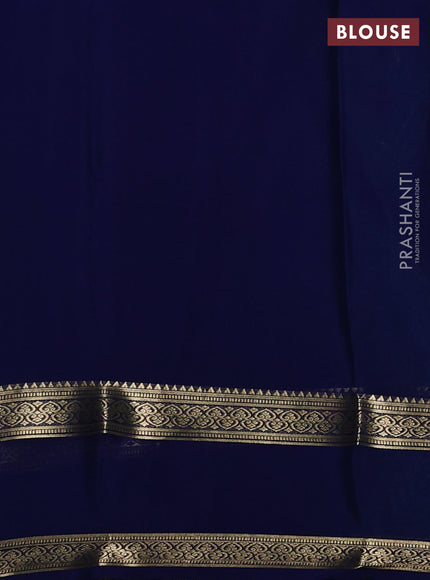 Pure mysore silk sareee teal green and blue with allover zari weaves and rettapet zari woven border
