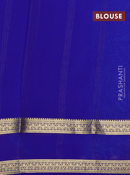 Pure mysore silk sareee light blue and royal blue with allover zari weaves and rettapet zari woven border