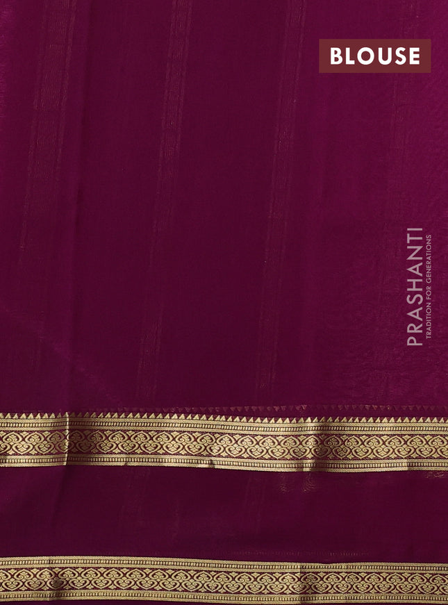 Pure mysore silk sareee light pink and purple with allover zari weaves and rettapet zari woven border