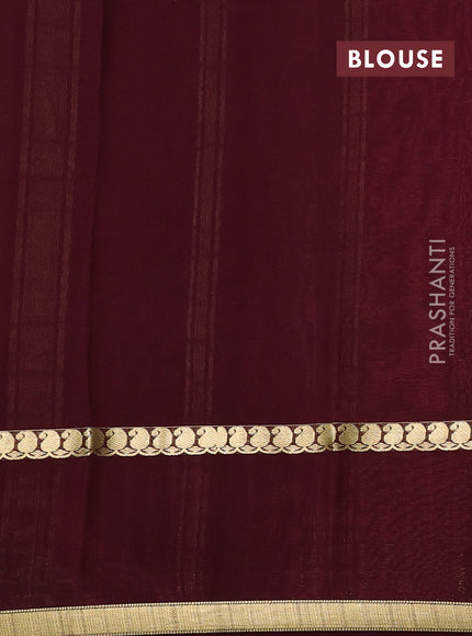 Pure mysore silk sareee peach shade and coffee brown with allover zari checks & buttas and rettapet zari woven border
