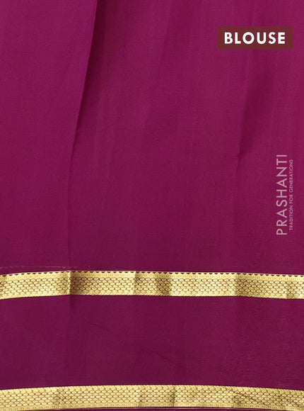 Pure mysore silk sareee pastel peach and purple with allover zari woven checked pattern and rettapet zari woven border