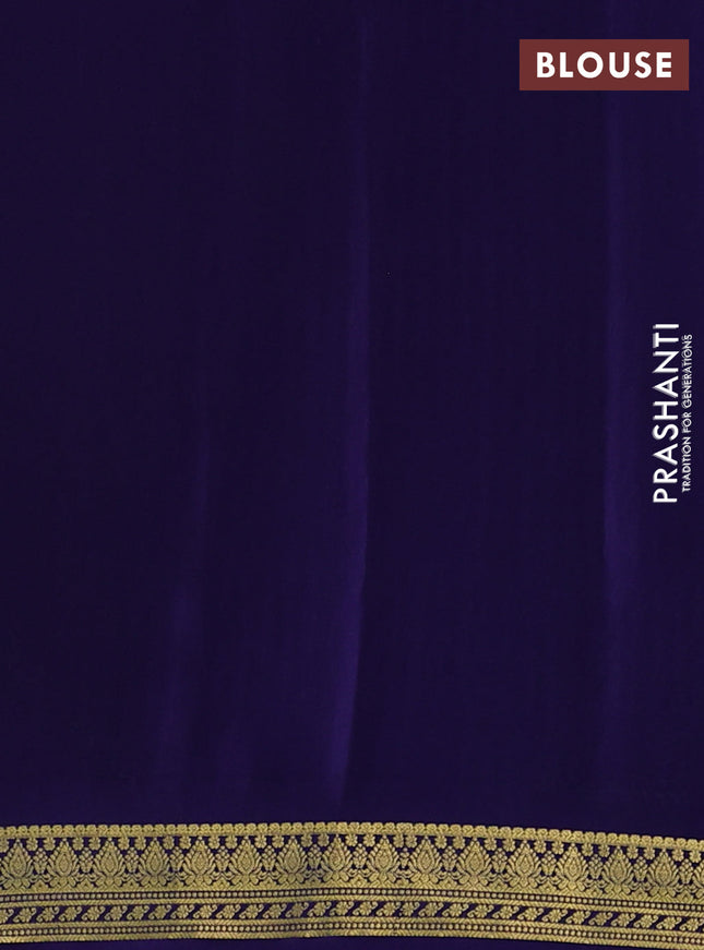 Pure mysore silk sareee pastel green and navy blue with allover zari woven buttas and zari woven border