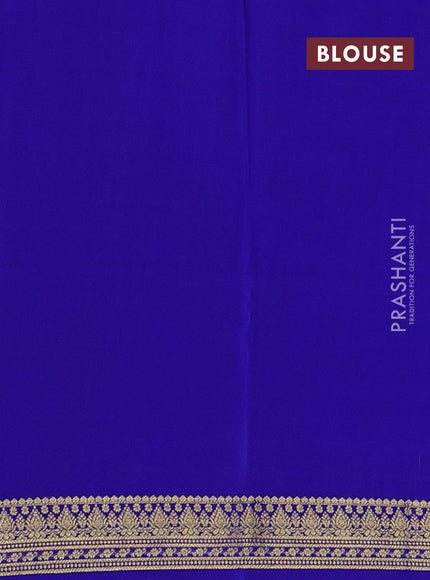 Pure mysore silk sareee light blue and royal blue with allover zari woven buttas and zari woven border