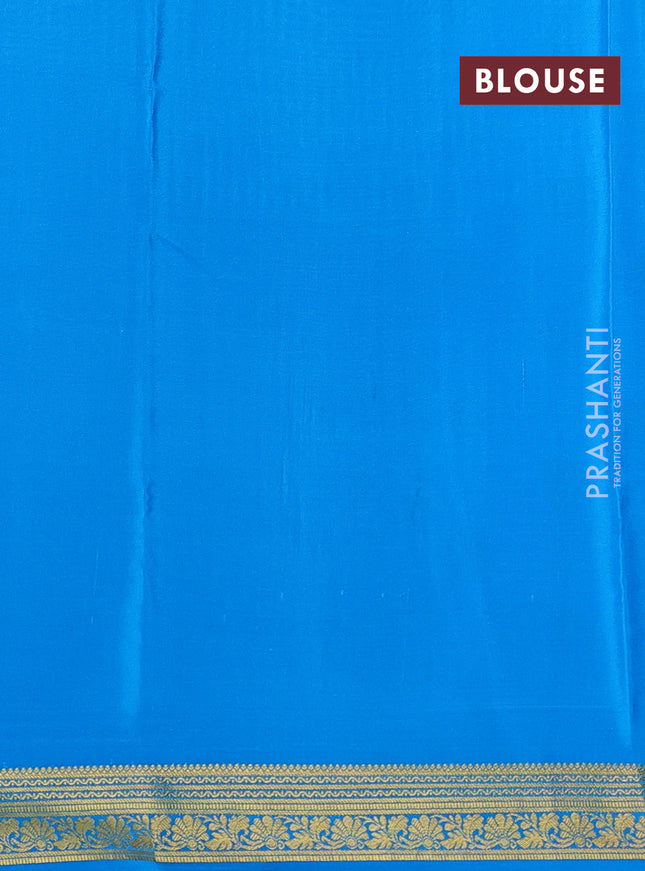 Pure mysore silk sareee purple and cs blue with allover zari woven buttas and zari woven border