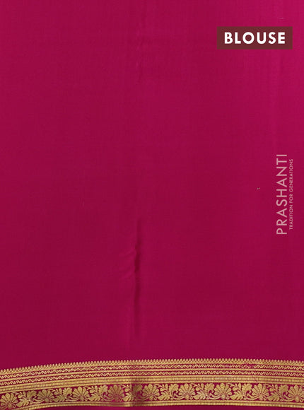 Pure mysore silk sareee green and pink with allover zari woven buttas and zari woven border