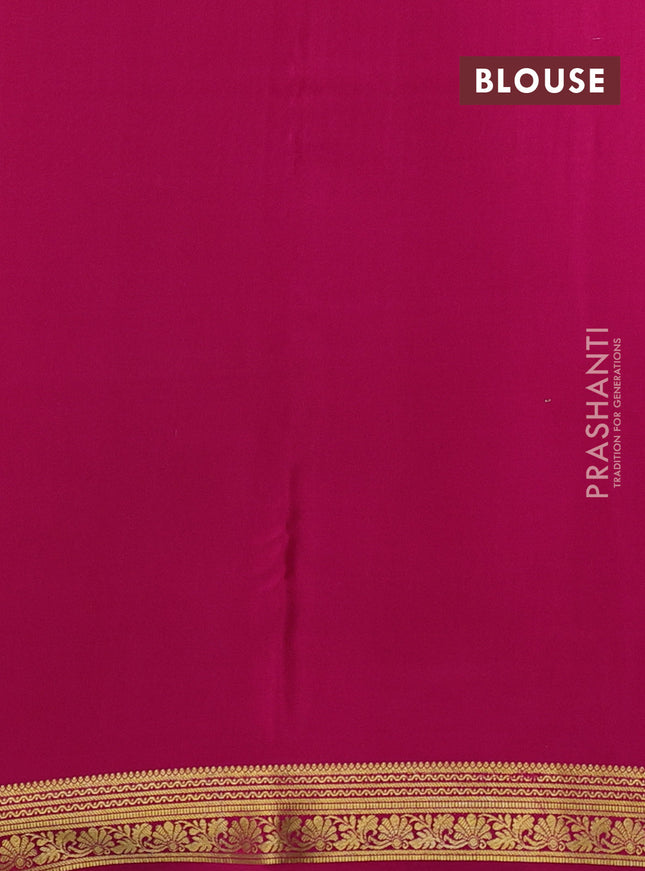 Pure mysore silk sareee green and pink with allover zari woven buttas and zari woven border