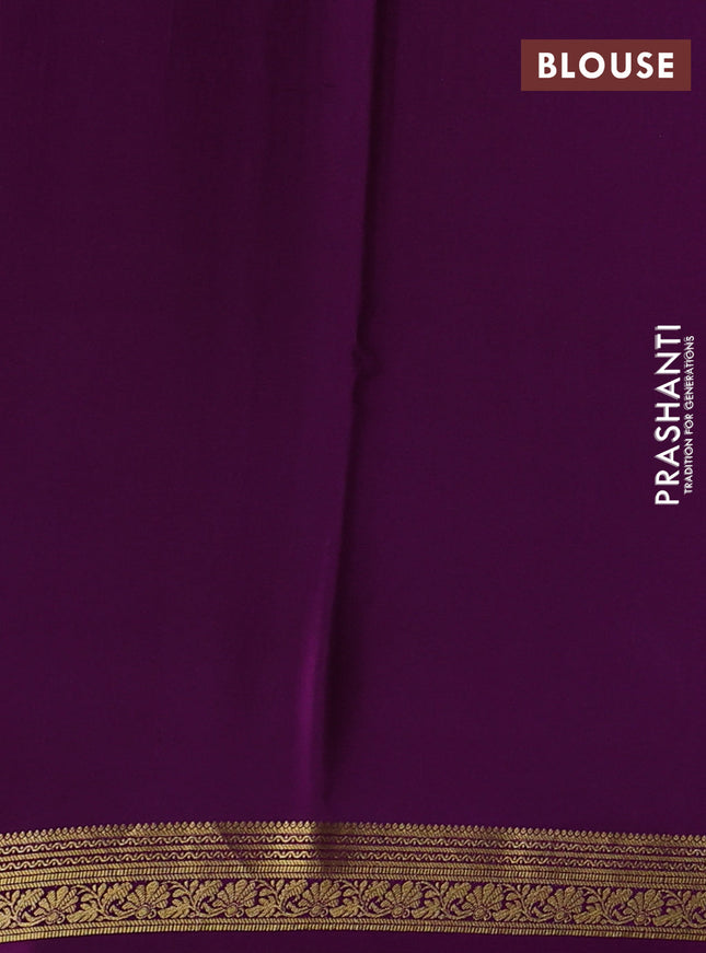 Pure mysore silk sareee mehendi green and purple with allover zari woven buttas and zari woven border