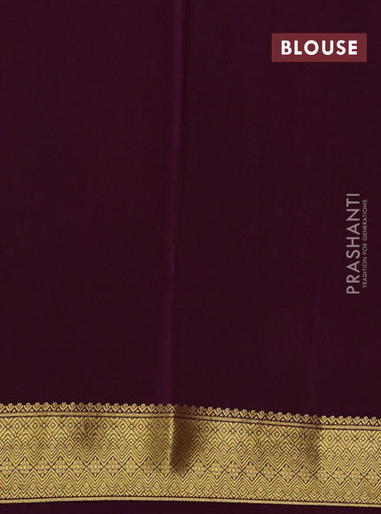 Pure mysore silk sareee peach orange and wine shade with allover zari woven buttas and zari woven border