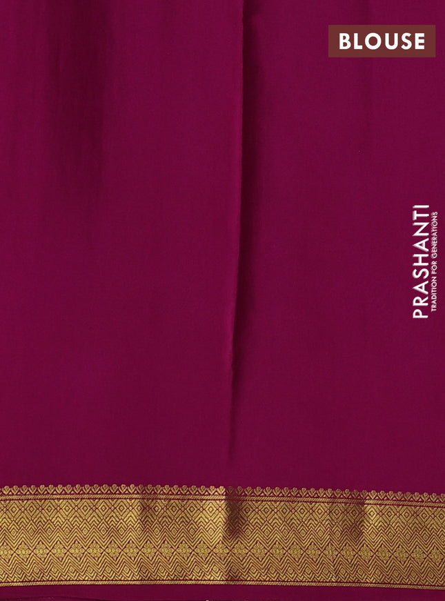 Pure mysore silk sareee teal green and pink with allover zari woven buttas and zari woven border