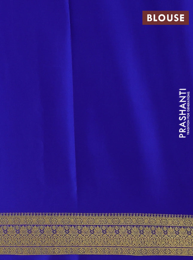 Pure mysore silk sareee light blue and royal blue with allover zari woven buttas and zari woven border