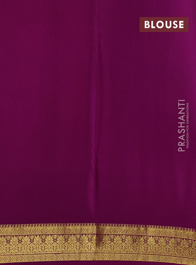 Pure mysore silk sareee peach pink and purple with allover zari woven buttas and zari woven border