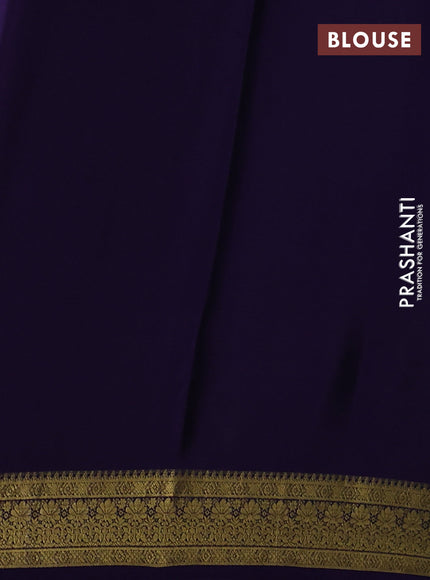 Pure mysore silk sareee pista green and violet with allover zari woven buttas and zari woven border
