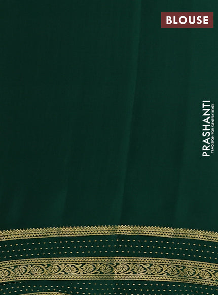 Pure mysore silk sareee dark pink and green with allover zari woven geometric weaves and zari woven border