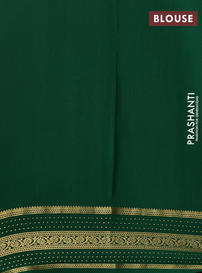 Pure mysore silk sareee red and green with allover zari woven geometric weaves and zari woven border