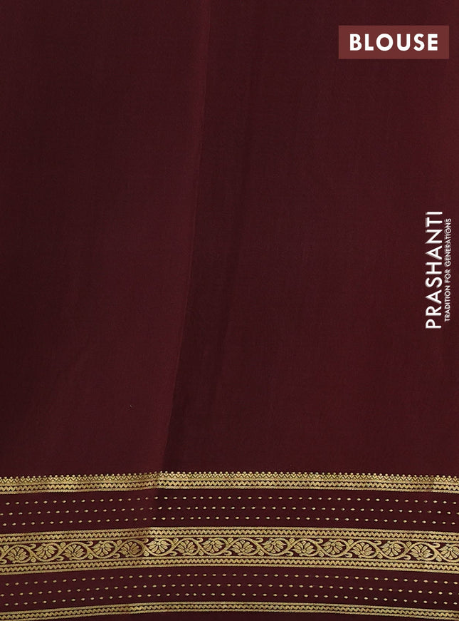 Pure mysore silk sareee rustic orange and coffee brown with allover zari woven geometric weaves and zari woven border