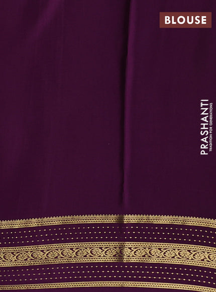Pure mysore silk sareee pastel green and purple with allover zari woven geometric weaves and zari woven border