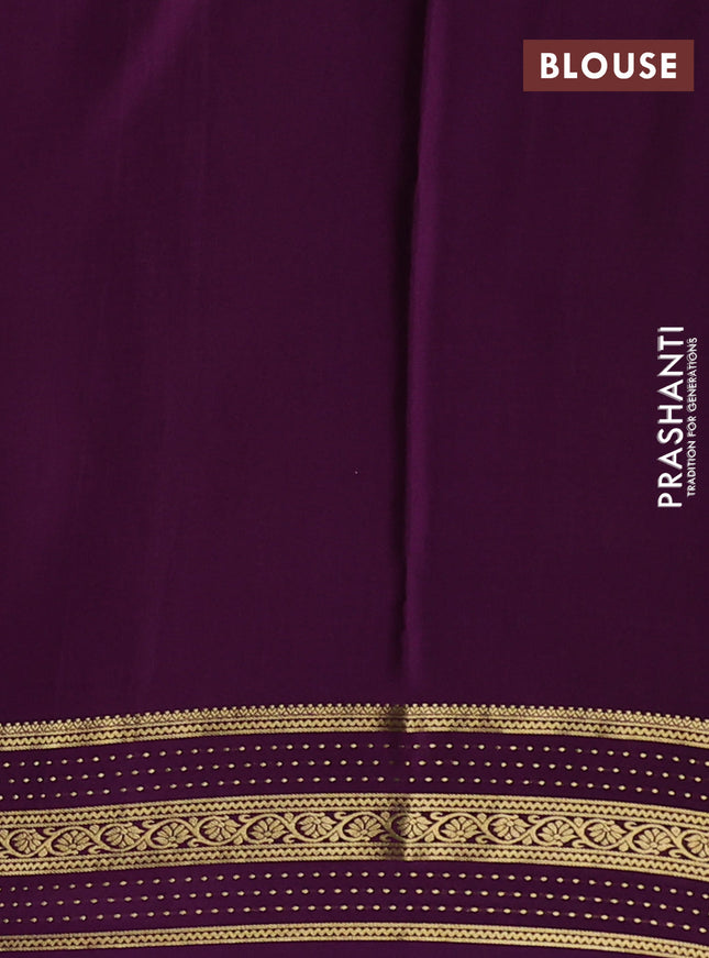 Pure mysore silk sareee pastel green and purple with allover zari woven geometric weaves and zari woven border