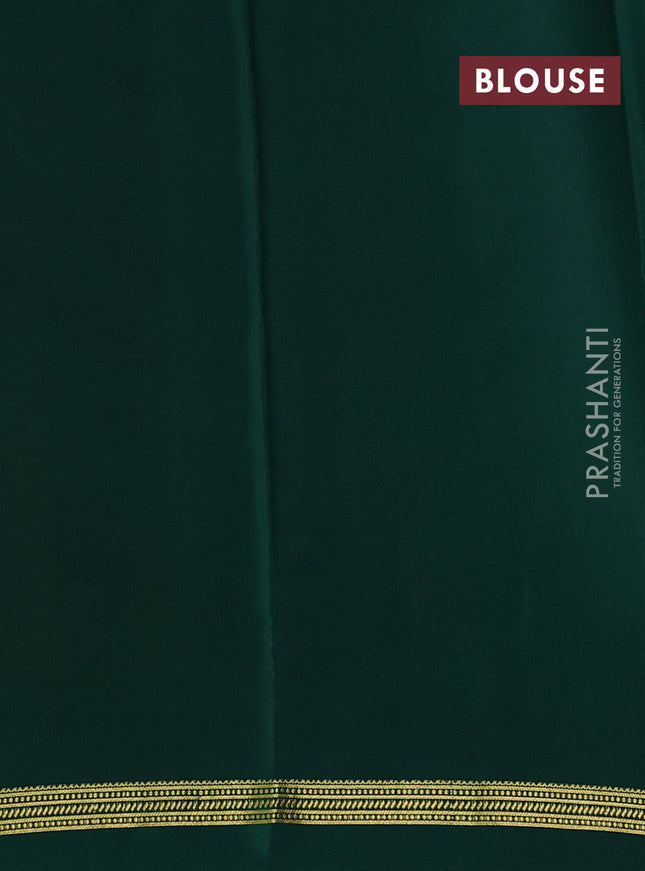 Pure mysore silk sareee mustard yellow and green with zari woven buttas and zari woven simple border