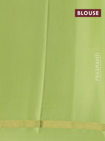 Pure mysore silk sareee wine shade and pista green with zari woven buttas and zari woven simple border