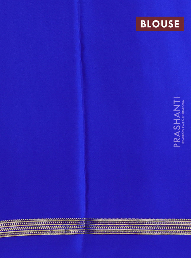 Pure mysore silk sareee teal green and royal blue with zari woven buttas and zari woven simple border