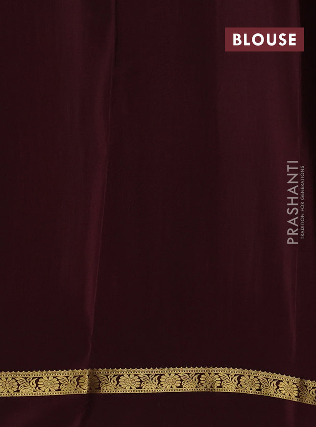 Pure mysore silk sareee rustic orange and coffee brown with allover zari weaves and zari woven simple border