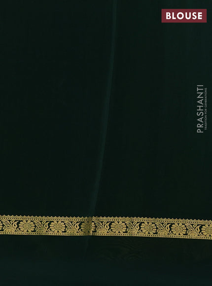 Pure mysore silk sareee lime green and bottle green with allover zari weaves and zari woven simple border