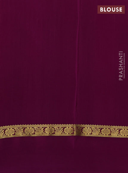 Pure mysore silk sareee peach pink and purple with allover zari weaves and zari woven simple border