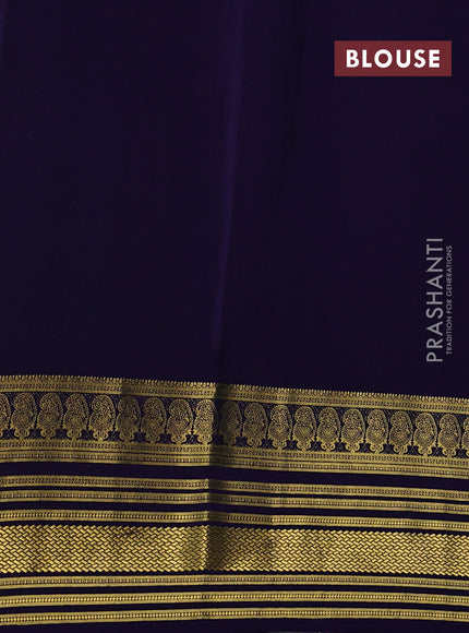 Pure mysore silk sareee teal green shade and blue with allover zari weaves and long zari woven border