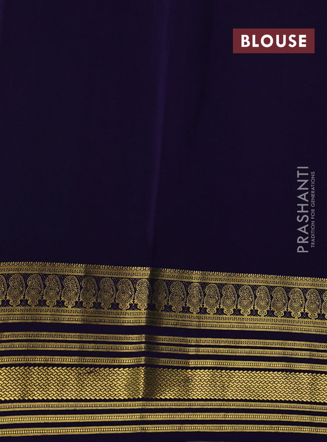 Pure mysore silk sareee teal green shade and blue with allover zari weaves and long zari woven border