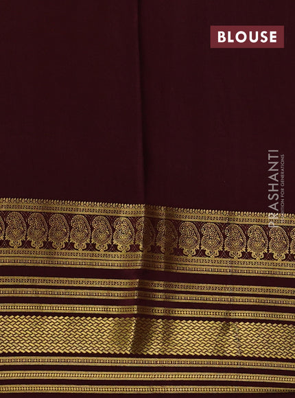Pure mysore silk sareee rust shade and coffee brown with allover zari weaves and long zari woven border