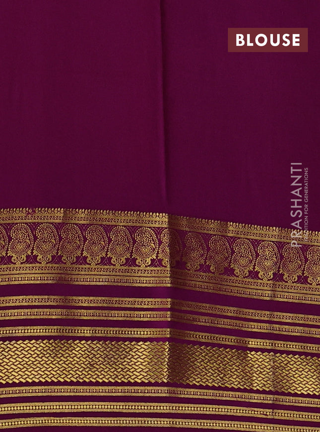 Pure mysore silk sareee peach pink and purple with allover zari weaves and long zari woven border