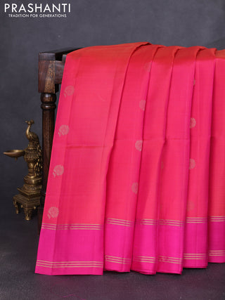 Pure soft silk saree dual shade of pink with zari woven buttas and long rettapet zari woven border
