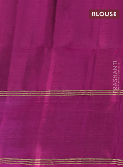 Pure soft silk saree green and dark pink with allover zari woven buttas and rettapet zari woven border